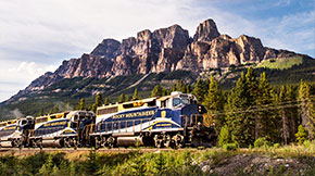 Rocky Mountaineer train at sunrise