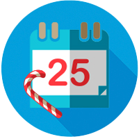 icon of calendar with candy cane